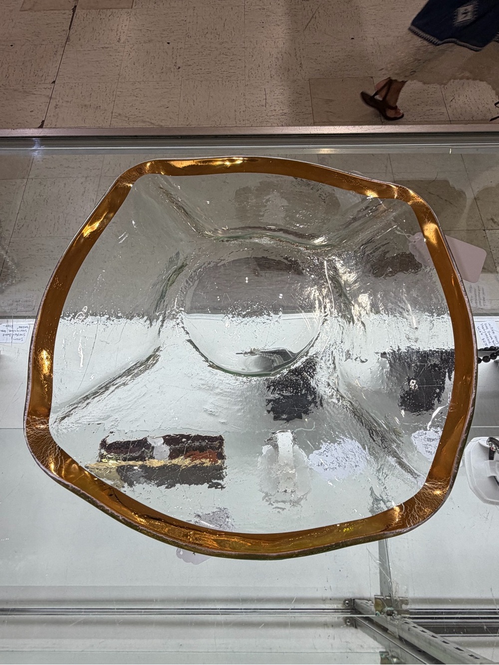 VTG Annieglass Gold Rimmed Server Bowl Limited Edition 36/36 13in